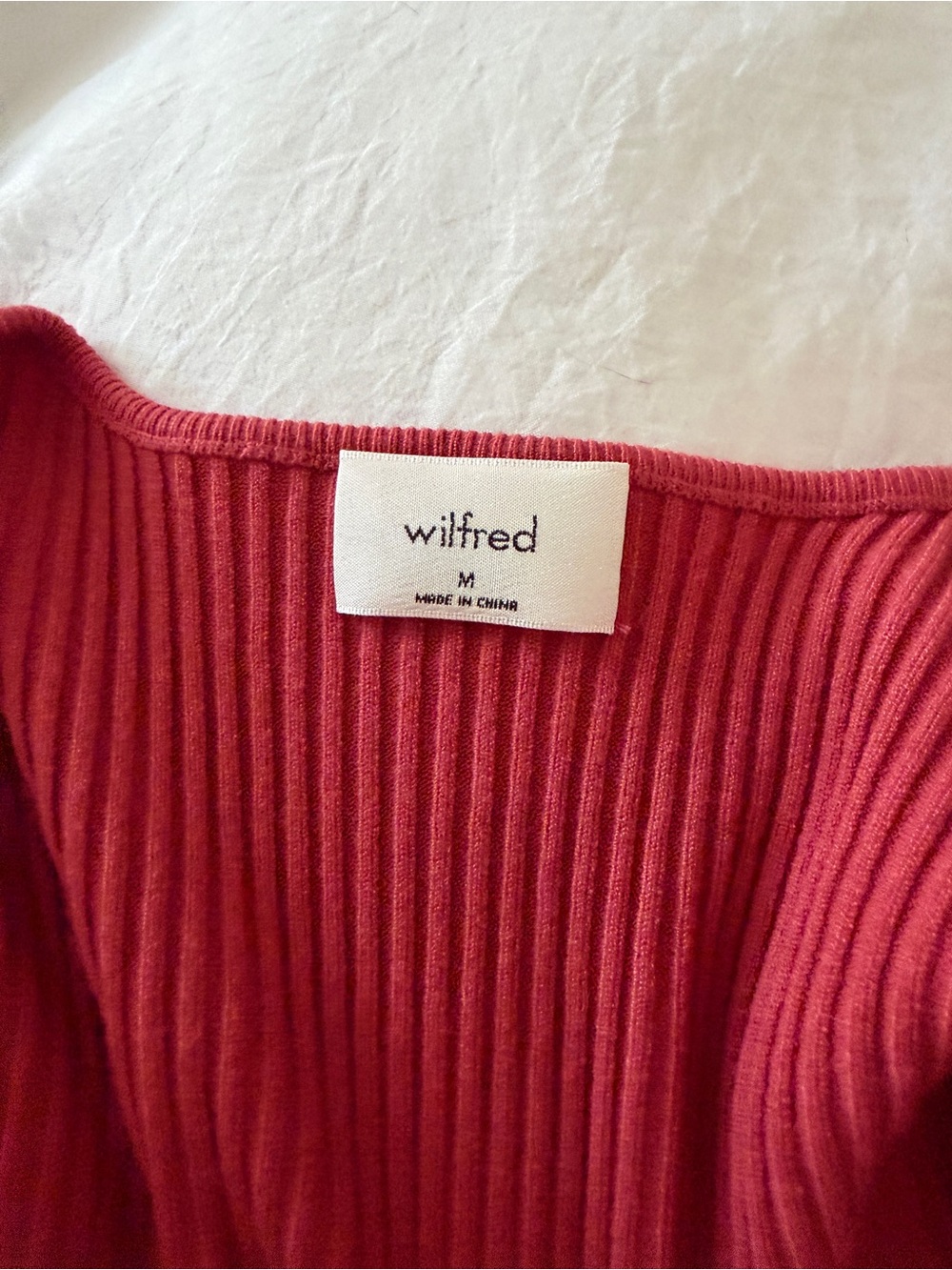 Aritzia Wilfred Pink Ribbed Wrap Tie-Front Top Stretch Short Sleeve Womens Med - Picture 3 of 7